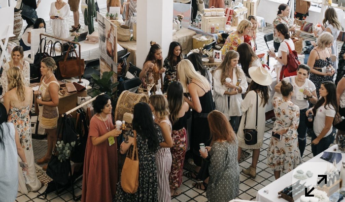 Entrepreneurs and guests gathered at an upscale event bar